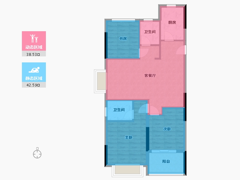 浙江省-金华市-文澜苑-73.00-户型库-动静分区