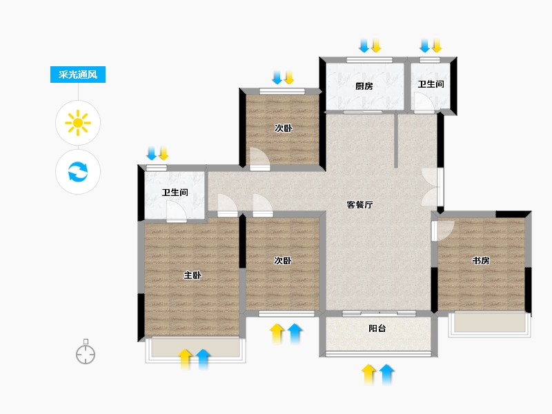 河南省-许昌市-中建观湖珑府-110.00-户型库-采光通风