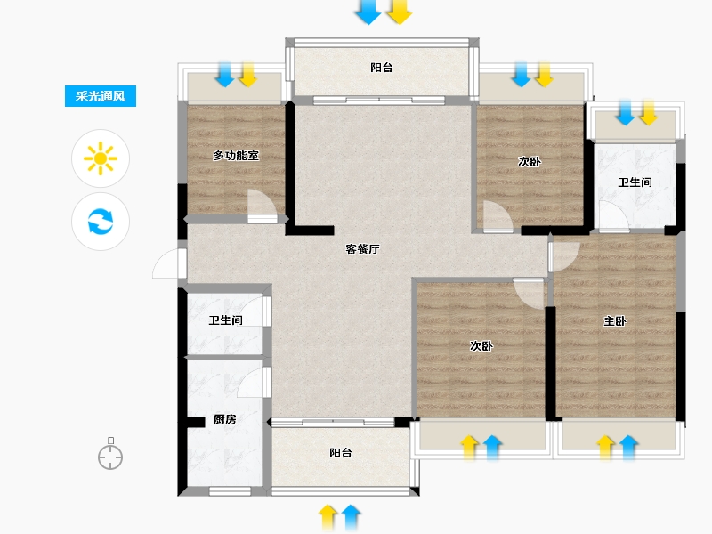 广西壮族自治区-梧州市-恒信悦珑湾-130.00-户型库-采光通风