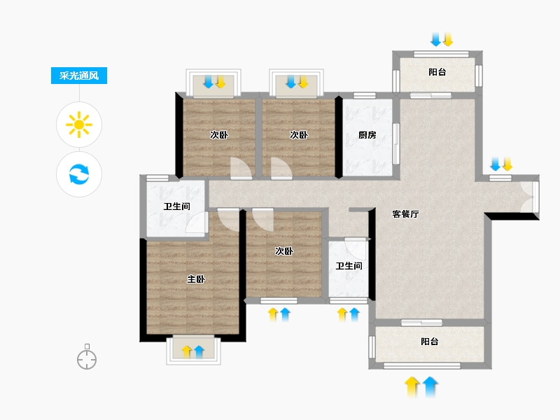 湖南省-永州市-崇德华府-120.00-户型库-采光通风