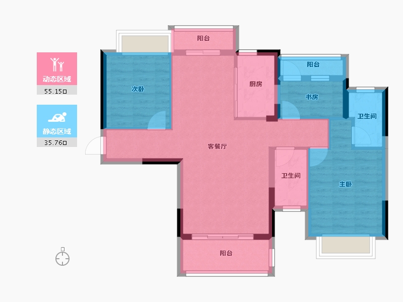 广西壮族自治区-梧州市-一品尊府-86.00-户型库-动静分区