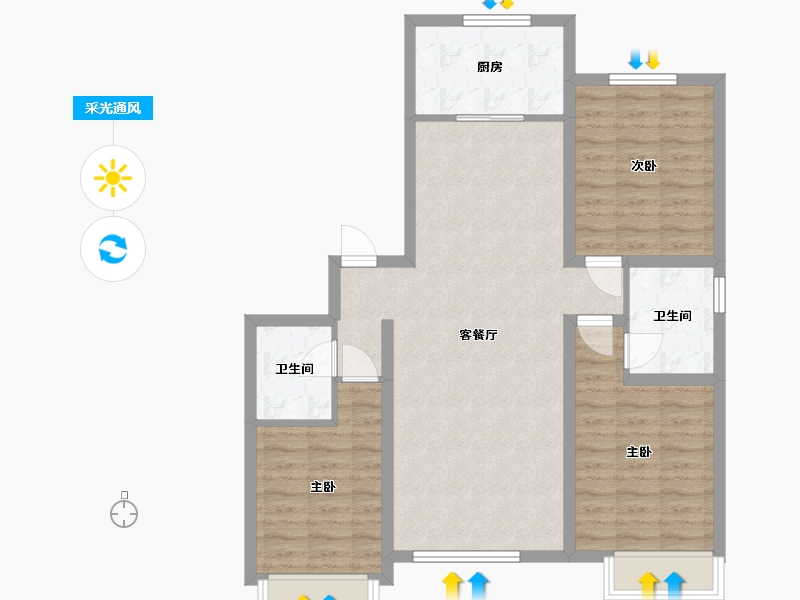 内蒙古自治区-乌海市-裕华庭院-98.00-户型库-采光通风