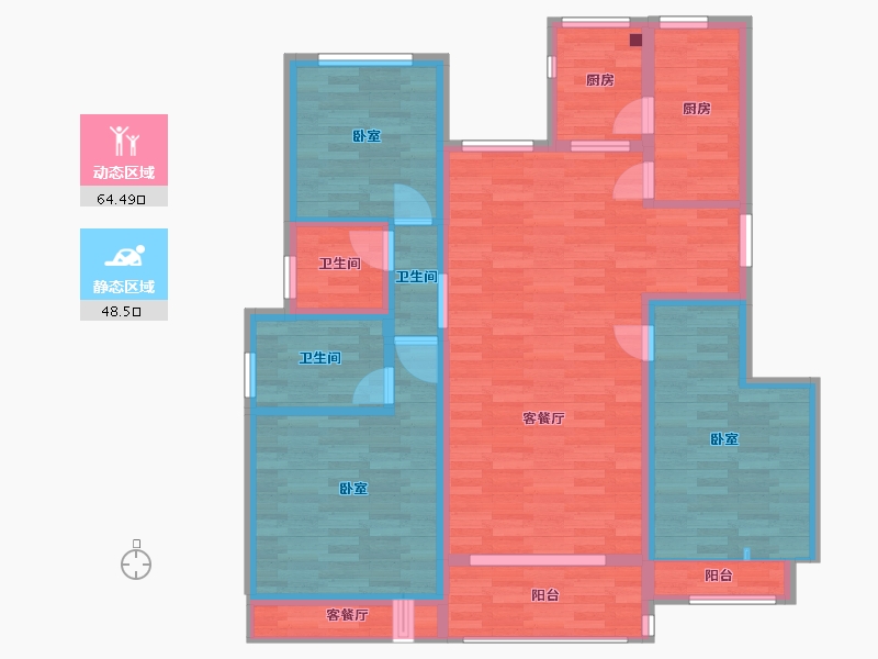 四川省-成都市-电建地产洺悦府-99.84-户型库-动静分区