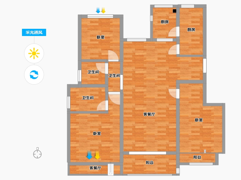 四川省-成都市-电建地产洺悦府-99.84-户型库-采光通风