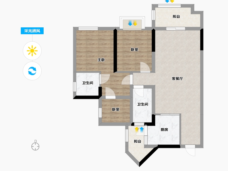 四川省-宜宾市-碧桂园江山赋-81.00-户型库-采光通风