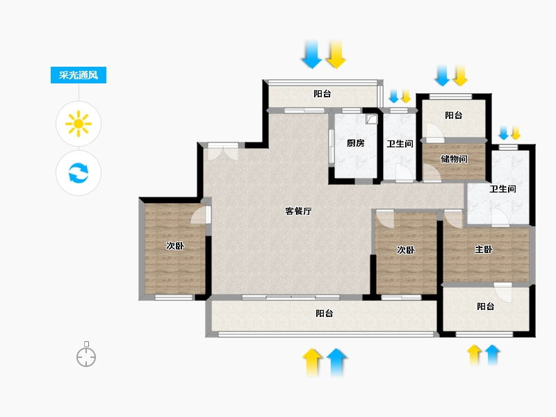 海南省-海口市-北辰府-160.00-户型库-采光通风