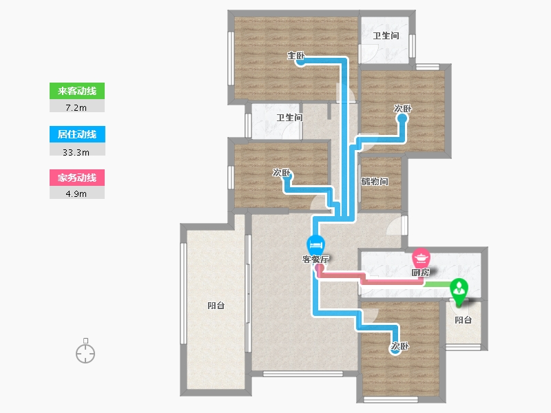 贵州省-黔西南布依族苗族自治州-景地壹号院-125.00-户型库-动静线