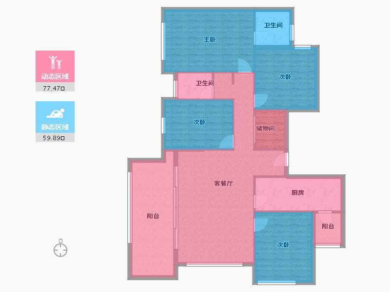 贵州省-黔西南布依族苗族自治州-景地壹号院-125.00-户型库-动静分区