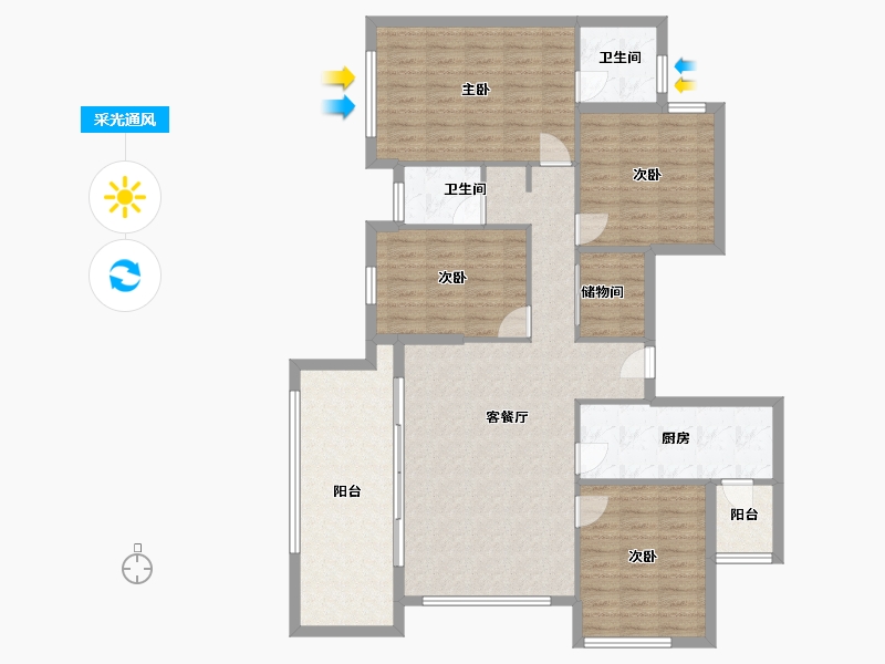 贵州省-黔西南布依族苗族自治州-景地壹号院-125.00-户型库-采光通风