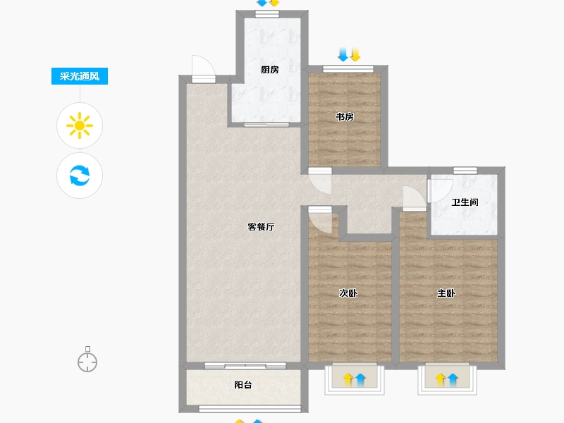 山西省-晋城市-文汇佳苑-90.00-户型库-采光通风