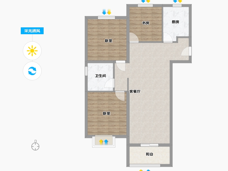 河南省-郑州市-中原华侨城-92.00-户型库-采光通风