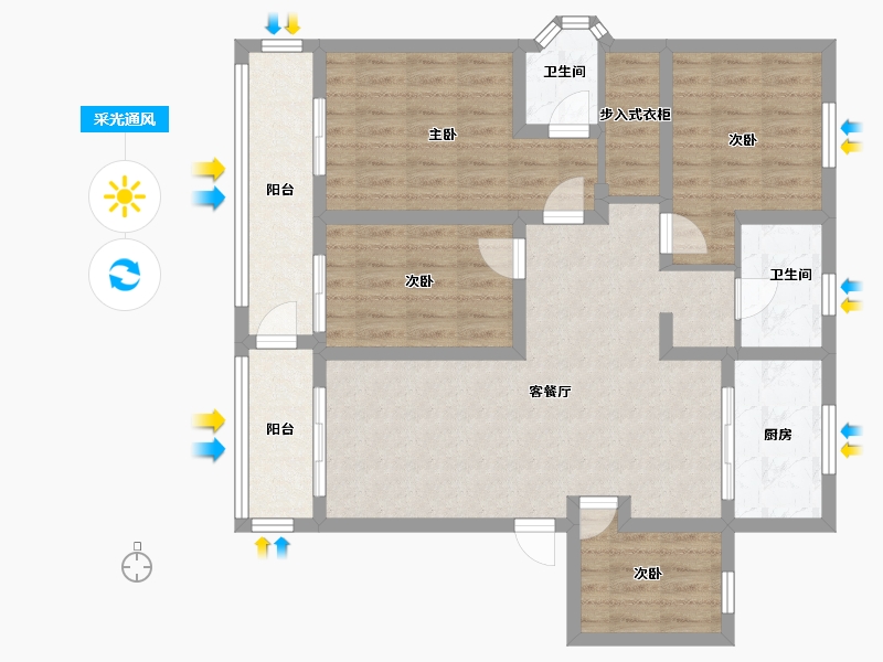 江苏省-南京市-金盛公寓-95.00-户型库-采光通风