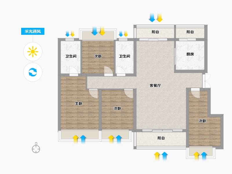 四川省-眉山市-万景进园-110.50-户型库-采光通风