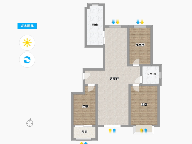 山东省-滨州市-龙江庄园-95.87-户型库-采光通风