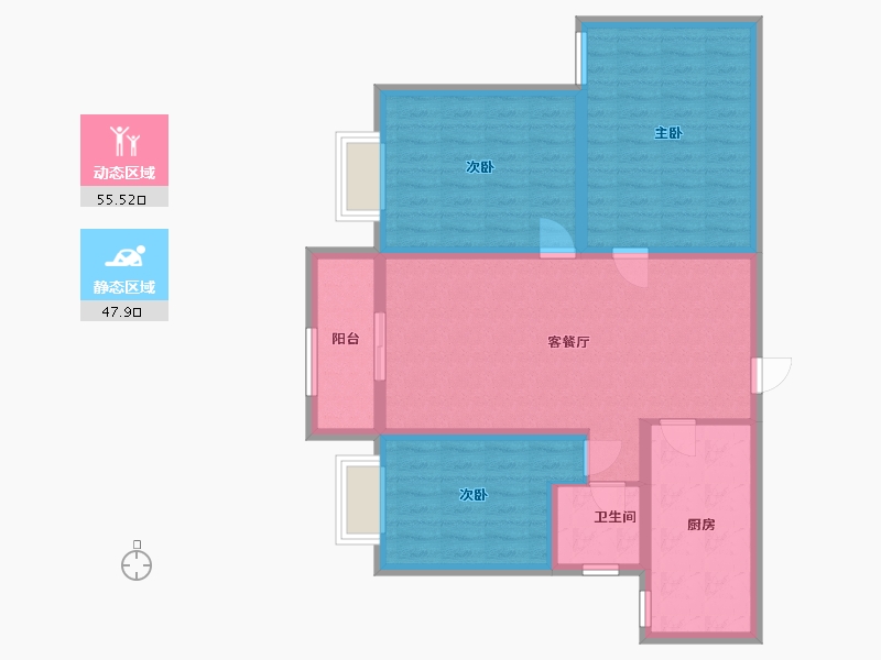 河南省-新乡市-龙源新镇-二期-90.00-户型库-动静分区