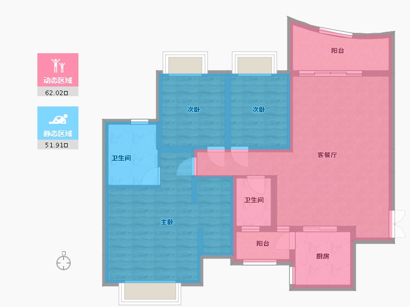 四川省-成都市-千居朝阳-109.00-户型库-动静分区