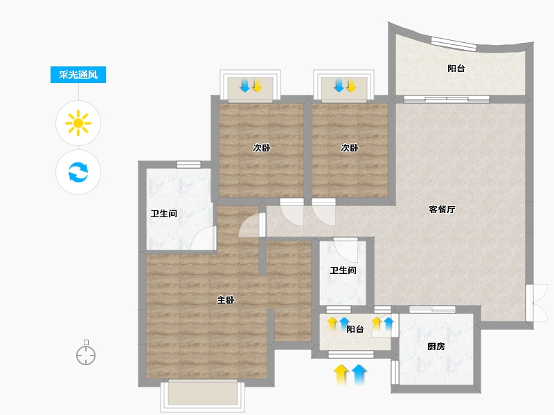 四川省-成都市-千居朝阳-109.00-户型库-采光通风