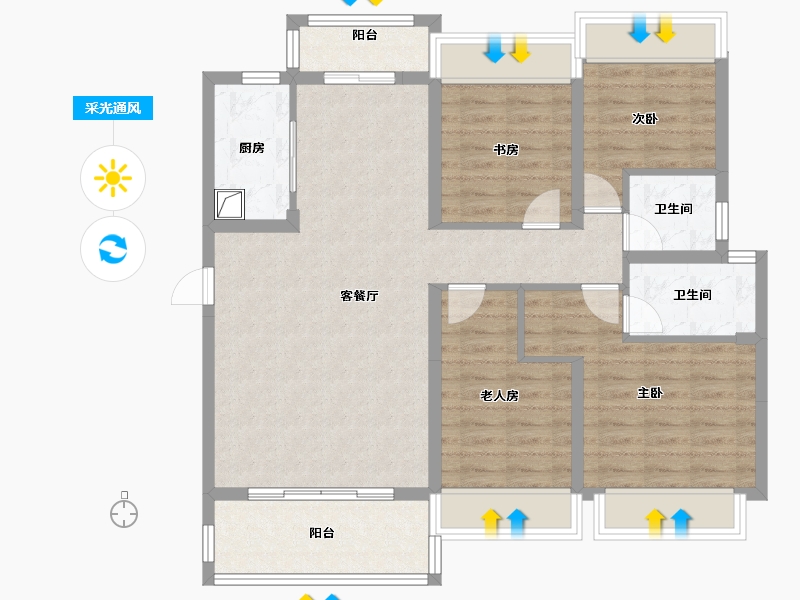 湖南省-衡阳市-衡阳碧桂园紫宸府-108.91-户型库-采光通风