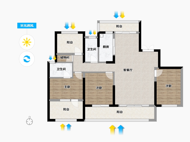 海南省-海口市-北辰府-138.00-户型库-采光通风