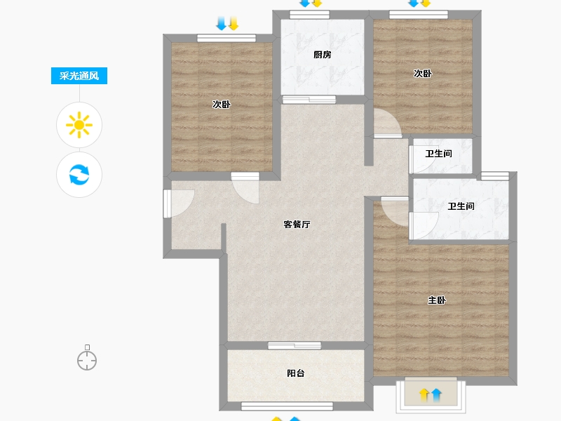 陕西省-西安市-梧桐年华-88.00-户型库-采光通风