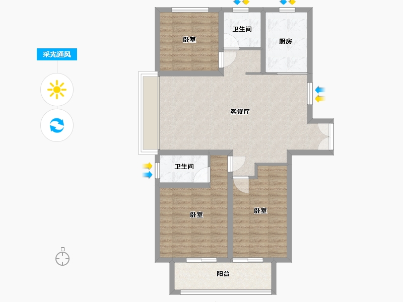 江苏省-徐州市-明发桃源名著-90.32-户型库-采光通风