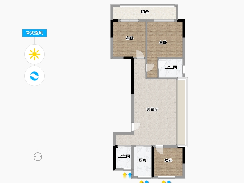 安徽省-安庆市-怀宁兰园-85.00-户型库-采光通风