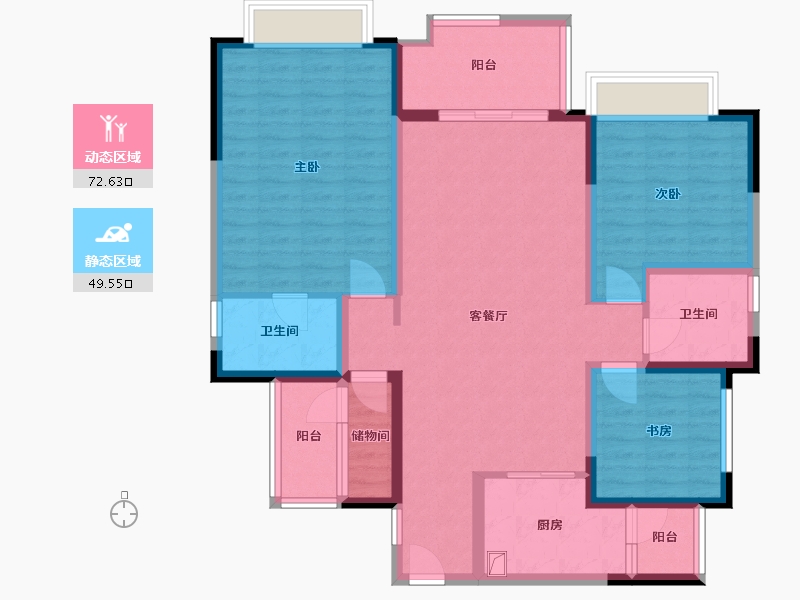 四川省-泸州市-泸州航发翰林郡-130.00-户型库-动静分区