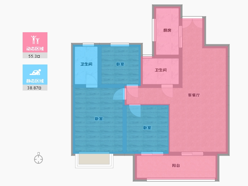 山东省-泰安市-新泰吾悦华府-94.53-户型库-动静分区