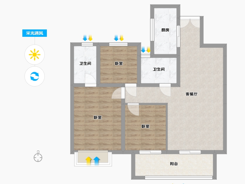 山东省-泰安市-新泰吾悦华府-94.53-户型库-采光通风