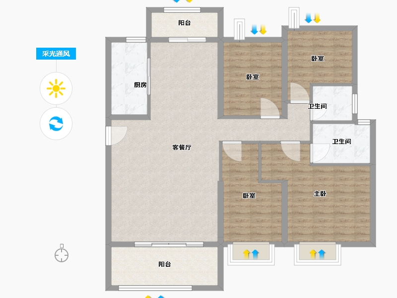 江西省-赣州市-碧桂园-119.00-户型库-采光通风