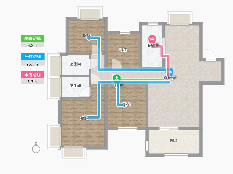 湖北省-鄂州市-梧桐湖国际社区中央公园-100.48-户型库-动静线