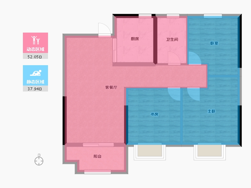 湖北省-荆州市-世茂云筑滨江-81.00-户型库-动静分区