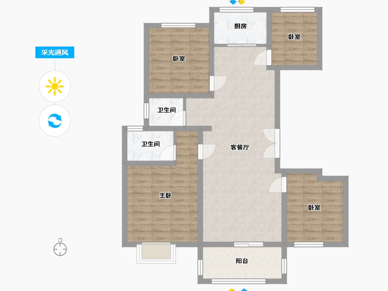 河南省-濮阳市-中园  学府壹号苑-104.00-户型库-采光通风