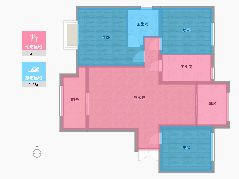 陕西省-宝鸡市-高新首府-86.00-户型库-动静分区