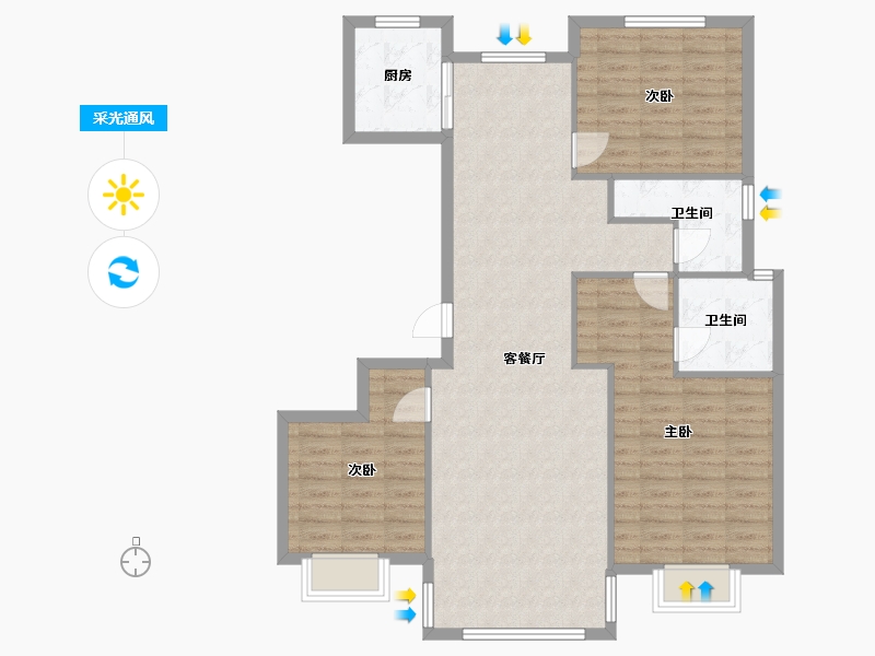 山东省-济宁市-微山县圣都名邸一期-115.00-户型库-采光通风