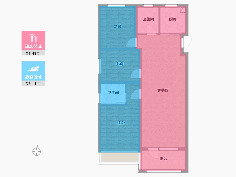 辽宁省-沈阳市-中梁华宇学府壹号-86.63-户型库-动静分区