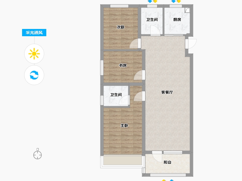 辽宁省-沈阳市-中梁华宇学府壹号-86.63-户型库-采光通风