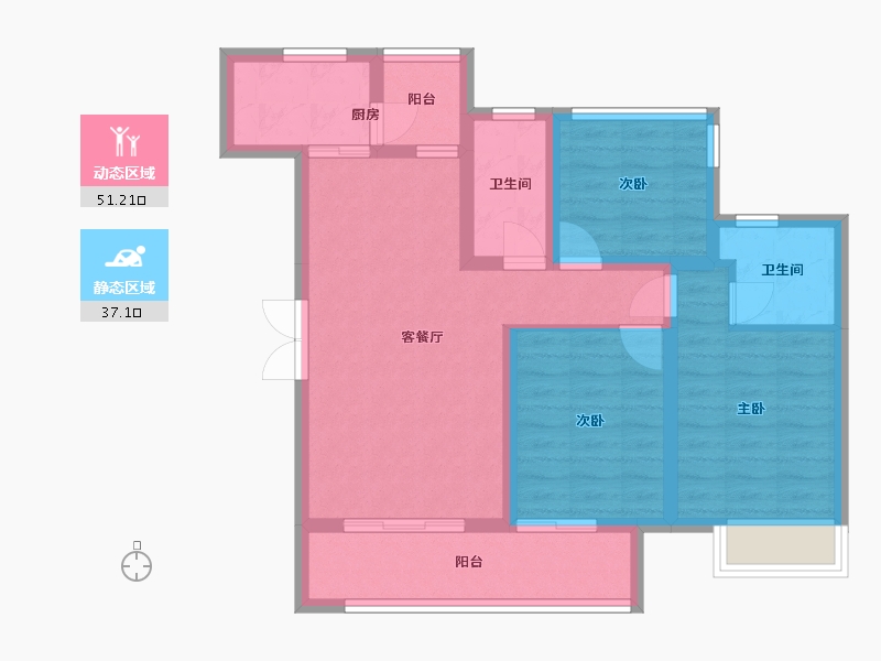 四川省-内江市-瑞尊半岛-80.00-户型库-动静分区