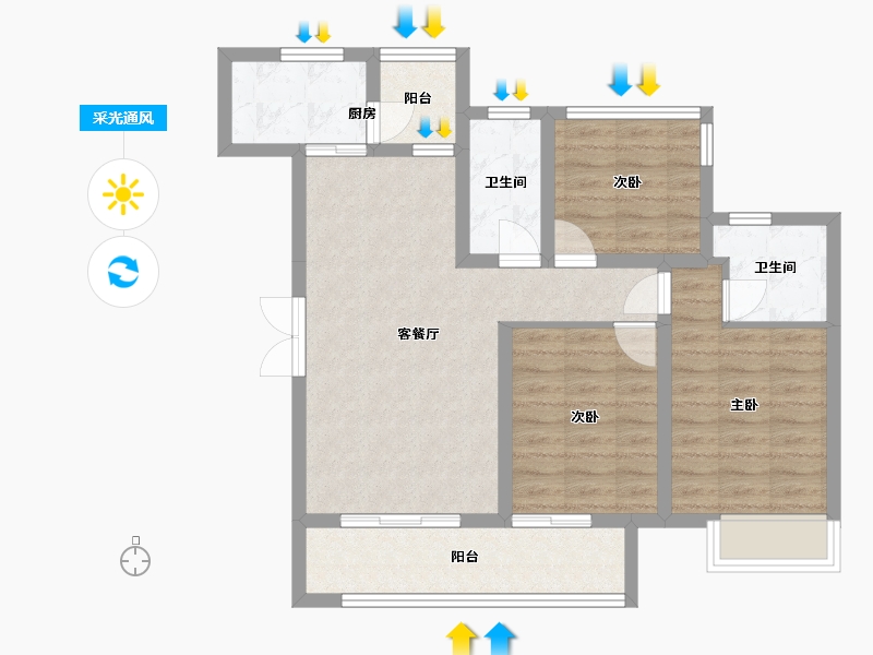 四川省-内江市-瑞尊半岛-80.00-户型库-采光通风