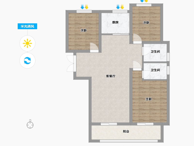 河南省-郑州市-永丰乐城公园里-88.00-户型库-采光通风