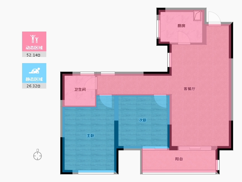 浙江省-杭州市-江洺府-70.00-户型库-动静分区