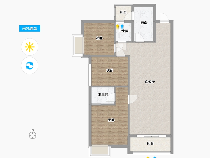 福建省-泉州市-百信-90.00-户型库-采光通风