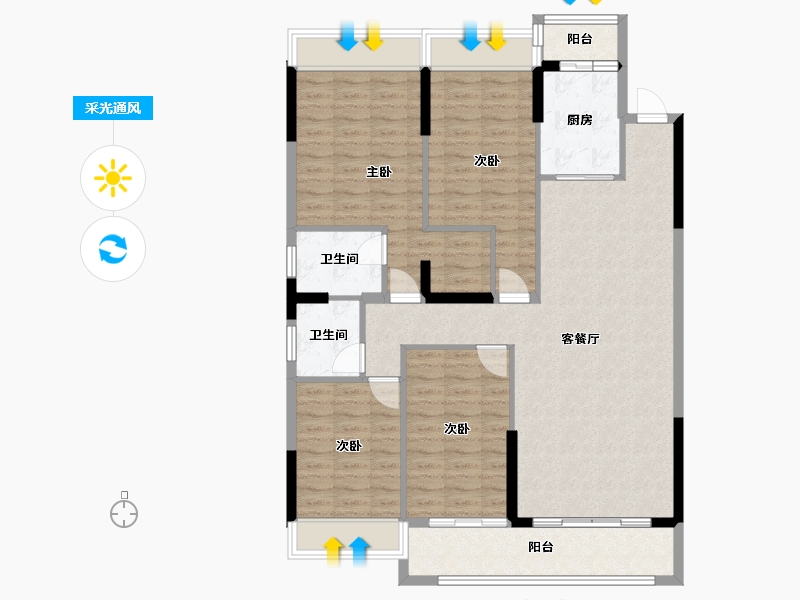 云南省-红河哈尼族彝族自治州-创泰文澜原著-118.40-户型库-采光通风