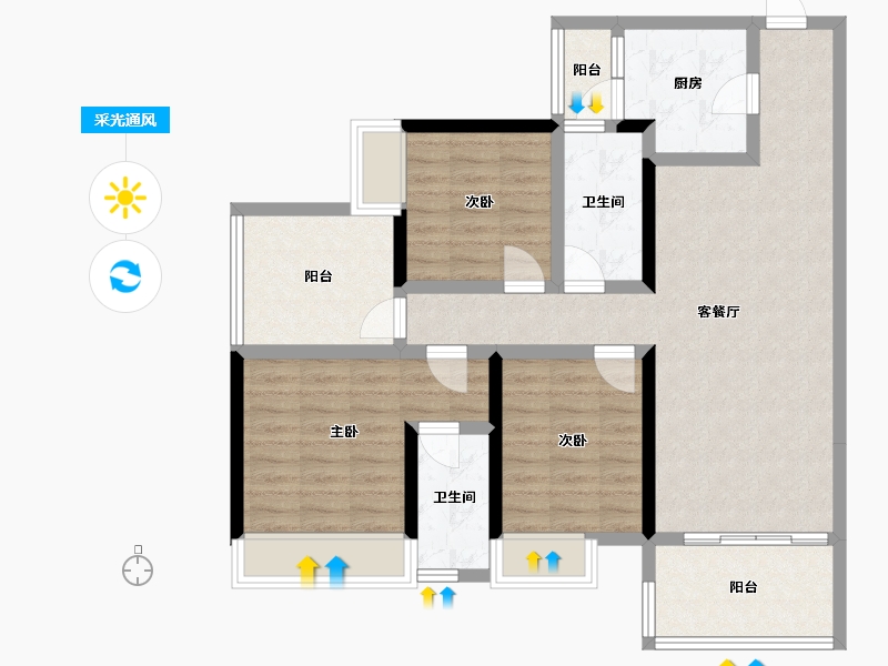 广东省-湛江市-卓越御湖湾-88.23-户型库-采光通风