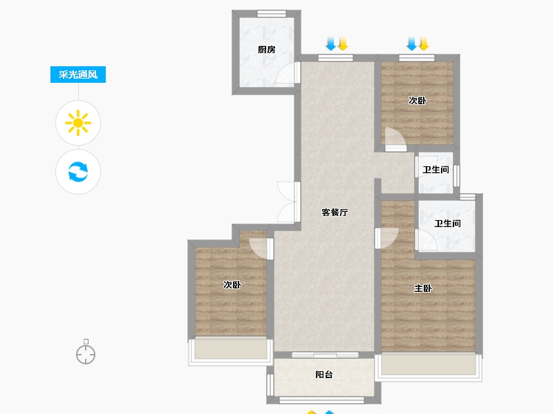 河北省-邯郸市-尚品新苑-100.00-户型库-采光通风