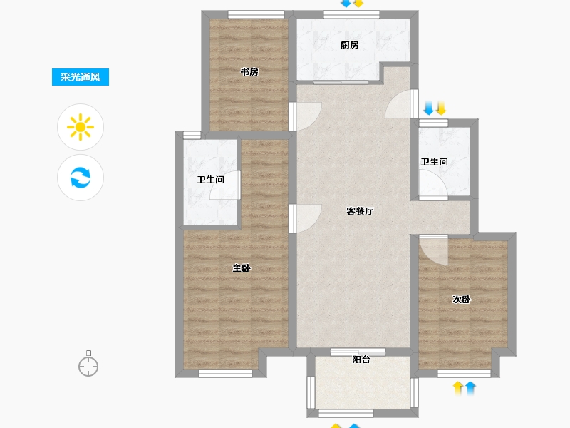 江苏省-扬州市-万科城市之光-86.40-户型库-采光通风