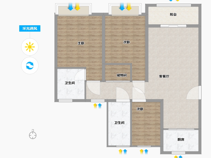 山东省-济南市-鑫苑世家公馆-119.00-户型库-采光通风