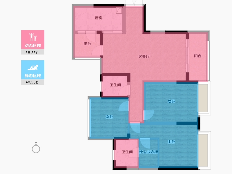 重庆-重庆市-中国铁建东林道销售中心-91.18-户型库-动静分区