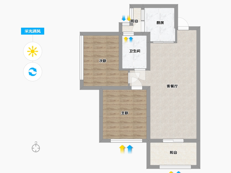 四川省-宜宾市-远达北辰天骄-55.98-户型库-采光通风