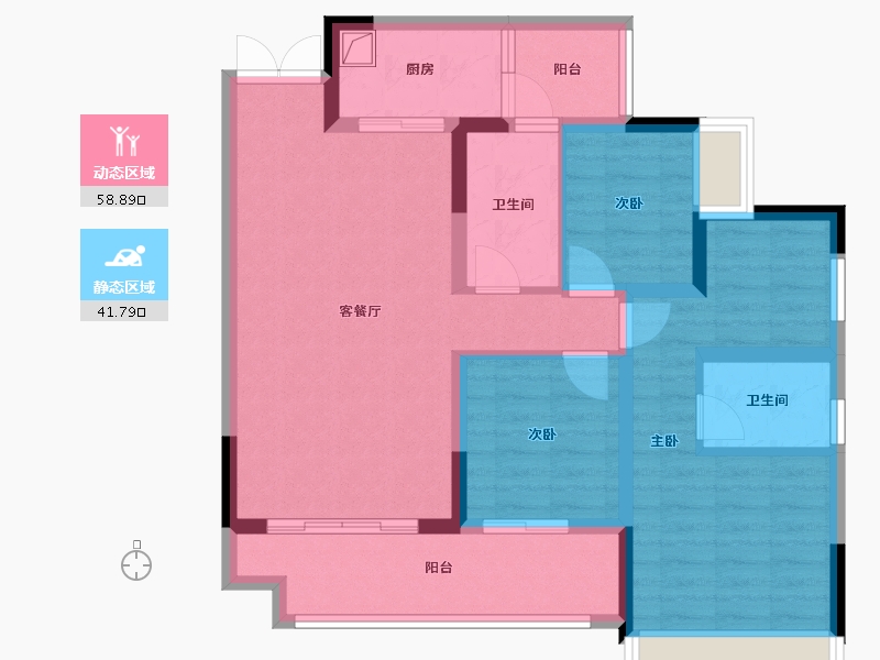 重庆-重庆市-印江府-90.48-户型库-动静分区